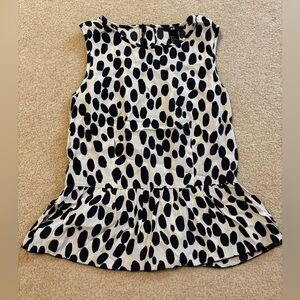 H&M Black and White Sleeveless Peplum Blouse